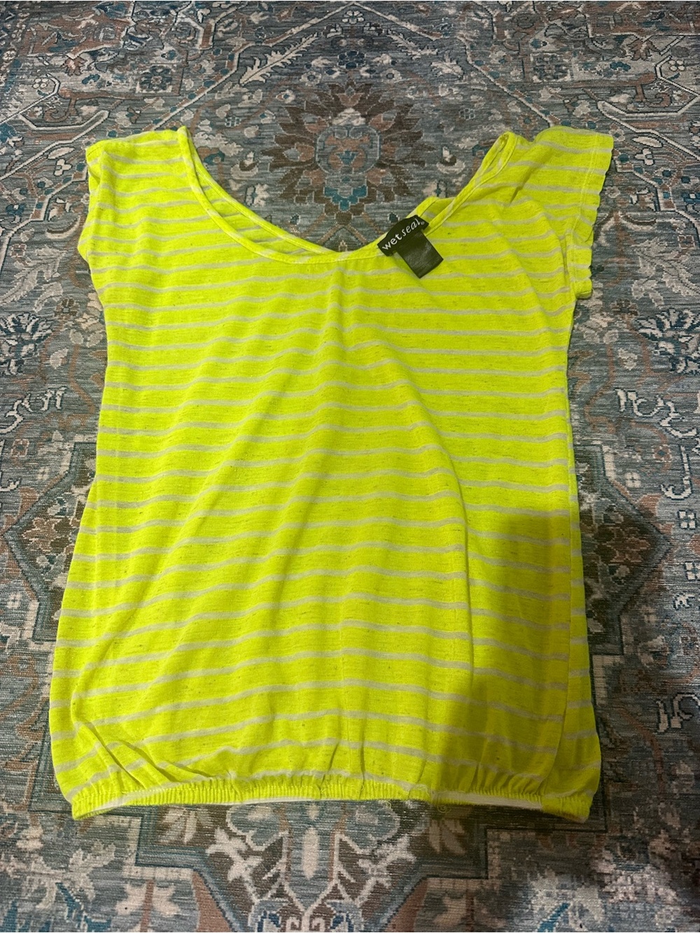 Wet Seal Neon Yellow Striped Tank Top